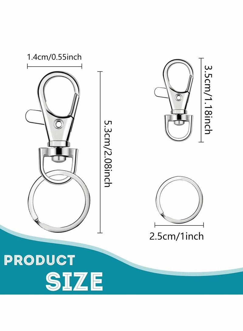 Excefore 100 Pcs Keychain Hooks with Key Rings, Keychain Clip Hooks With Rings for Lanyard Jewelry Making DIY Crafts(50 Pcs Metal Lobster Claw Clasps + 50 Pcs Split Key Rings) - Image 5