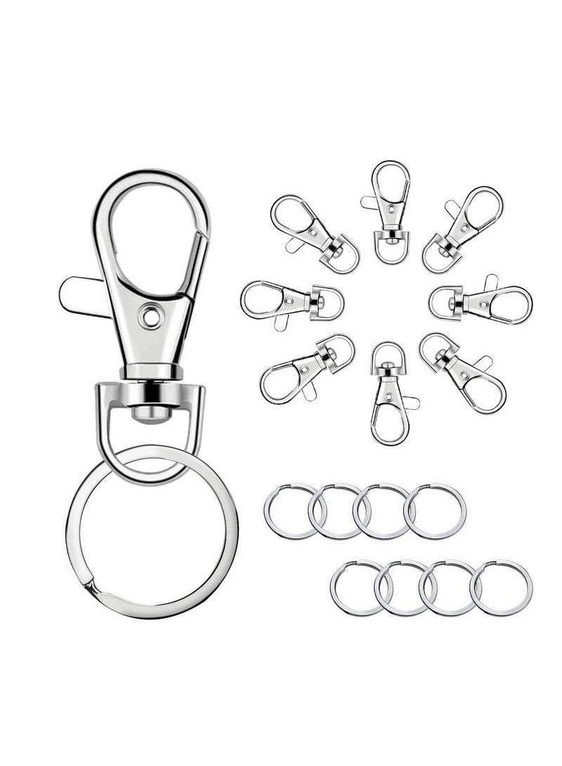 Excefore 100 Pcs Keychain Hooks with Key Rings, Keychain Clip Hooks With Rings for Lanyard Jewelry Making DIY Crafts(50 Pcs Metal Lobster Claw Clasps + 50 Pcs Split Key Rings) - Image 1