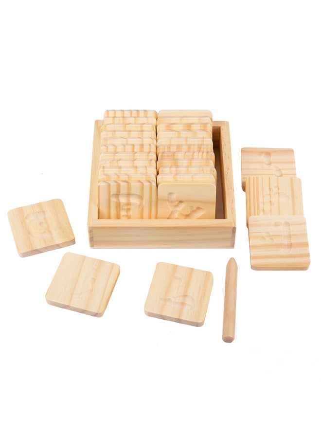 لوح كتابة خشبي أعمى، لوح تدريب على الصدمات، وصف هندسي أبجدي عربي، لعبة تدريب على قلم التحكم - اللون: صندوق كتابة حروف عربية أعمى - Image 1