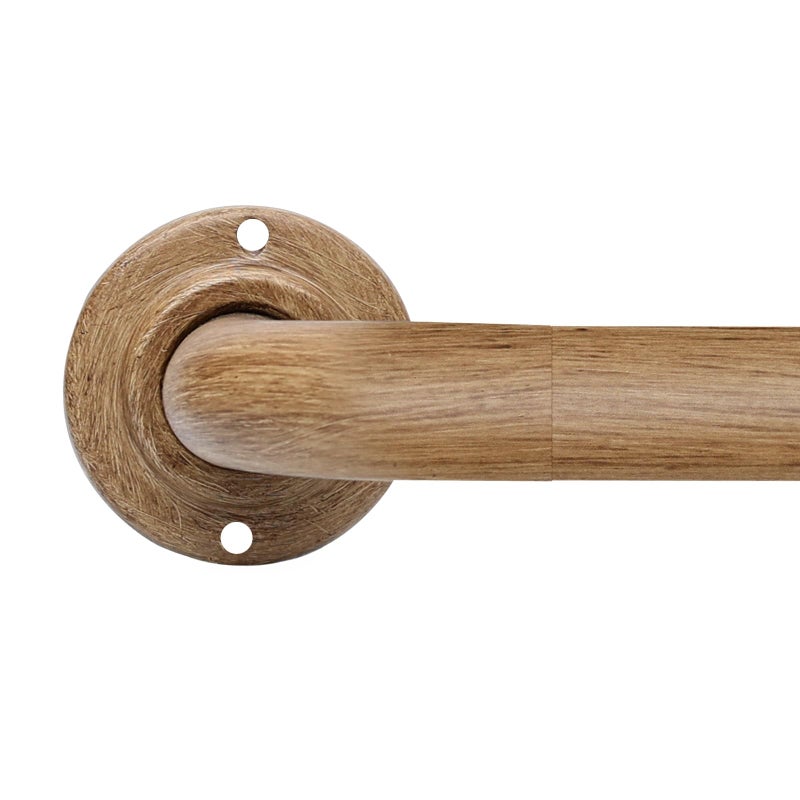 UNCONSIL Wood Curtain Rods for Windows: 1 Inch Diameter Heavy Duty Adjustable Curtain Rod 48" to 84", Wood Grain Pattern Blackout Wrap Around Window Rod for Indoor and Outdoor,All Metal - Image 1