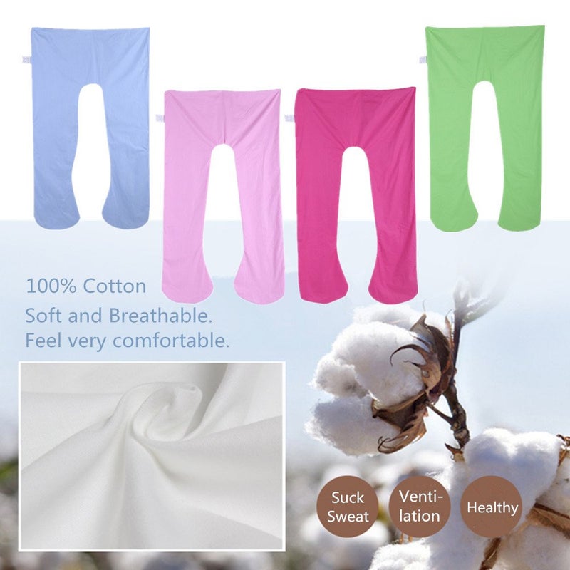 كلاراكو غطاء وسادة كلاركو للأمومة والحمل على شكل حرف U، مصنوع من قماش قطني ناعم لاستبدال وسادة الجسم بالكامل مع جراب قابل للإزالة بسحاب، مقاس عام 55.1 بوصة طول × 31.1 بوصة عرض (أزرق) - Image 2