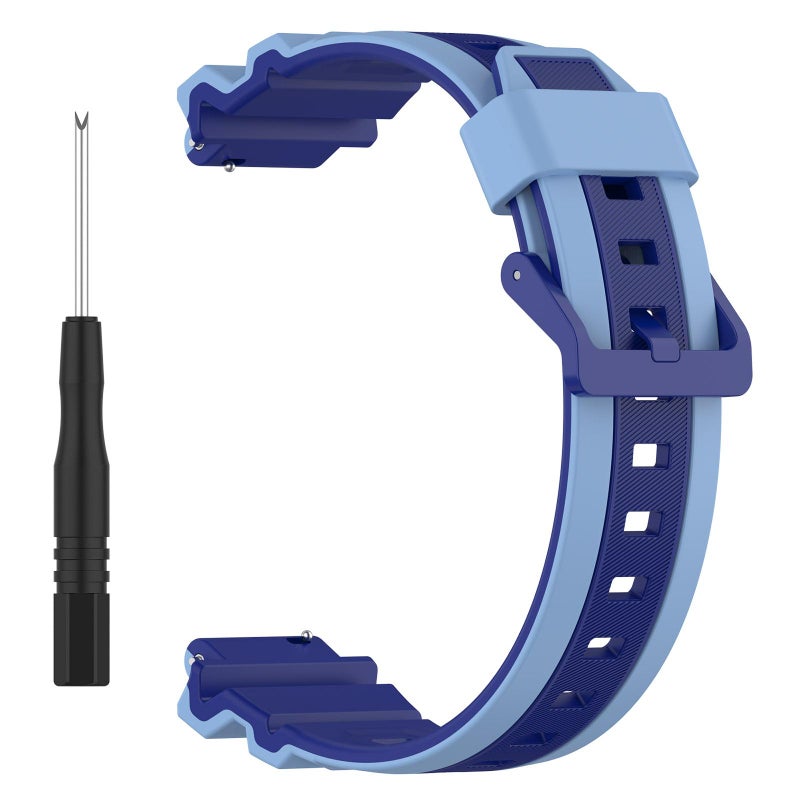 erorex 16Mm Children Smart Watch Two Color Silicone Watch Band(Dark Blue Light Blue) - Image 4