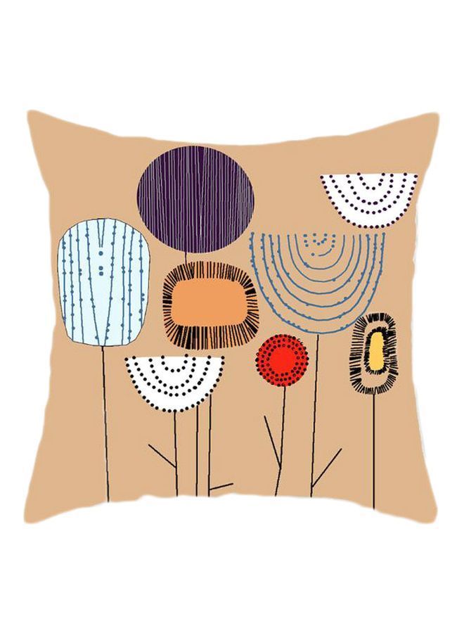 NIBEMINENT Abstract Floral Printed Cushion Cover Beige/White/Red 45x45cm