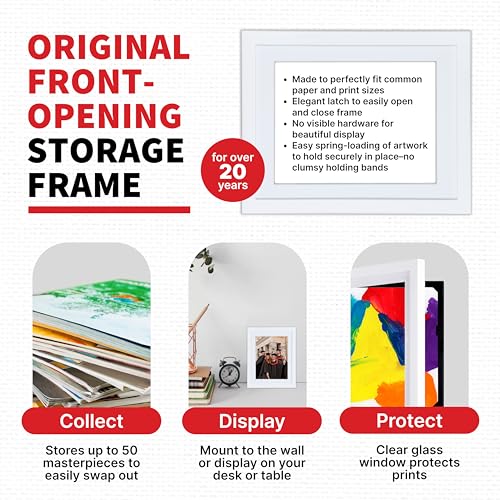 Dynamic Frames Li’l Davinci Front-Open 2-Pack Kids Art Frames, Wooden Frames for 8.5x11 Artwork, Prints & Certificates, Store up to 50 per Frame, 11.75 x 14.75 Outer Dimensions, White - Image 3