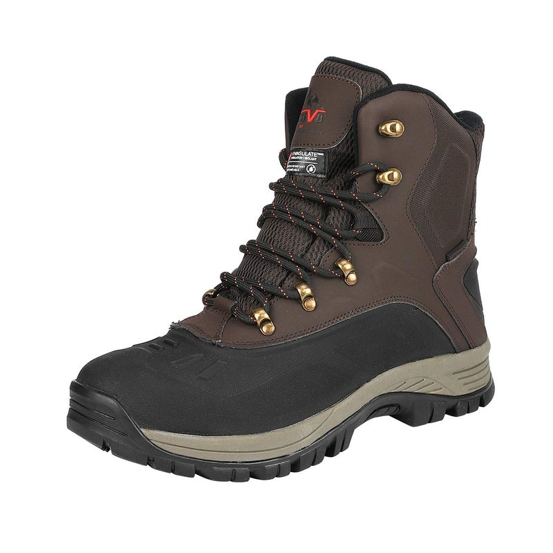 NORTIV 8 Men's Insulated Waterproof Construction Hiking Winter Snow Boots,Size 12,Dark/Brown/Black/1,TUNDRA - Image 1