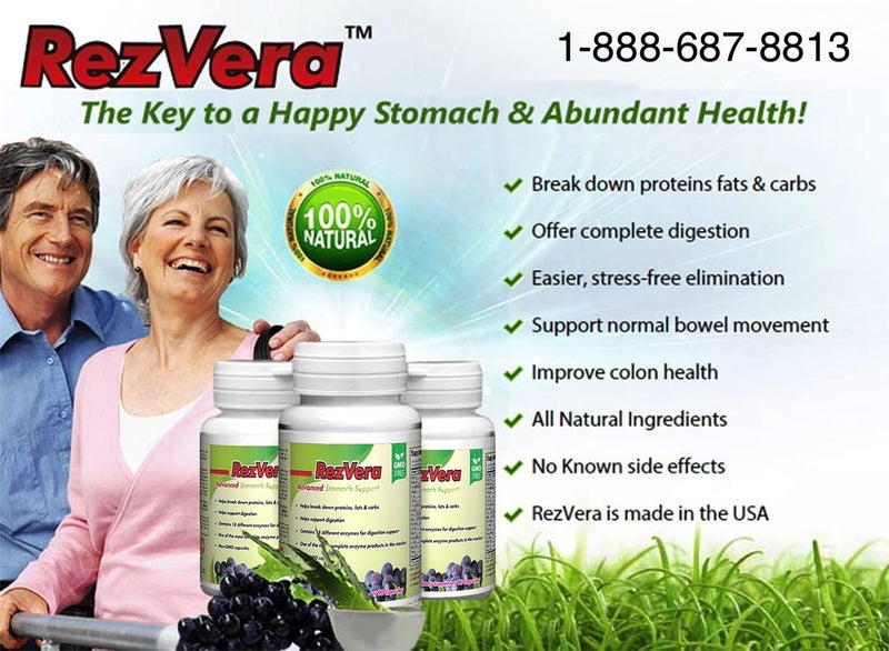 RezVera 1 Best All Natural Digestive Supplement for IBS Irritable Bowel Syndrome Stomach Bloating Gas Diarrhea Heartburn Acid Reflux Constipation Indigestion  RezVera 90 Capsules - Image 4