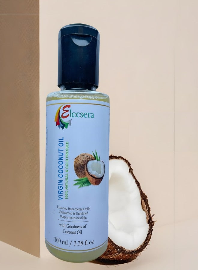 Elecsera Virgin Coconut Oil, All Natural Moisturizer, Face Cream, Body & Hair Massage Oil Hair Oil (100 ml) - Image 1