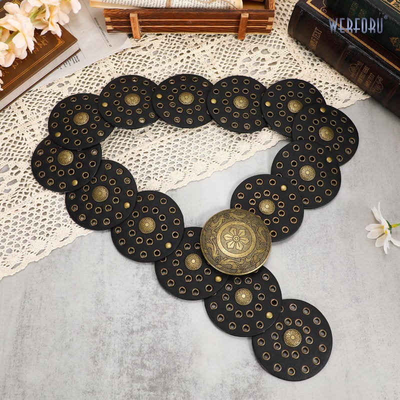 WERFORU Women Wide Western Disc Belt Cowgirl Boho Leather Belt for Jeans Dress - Image 3