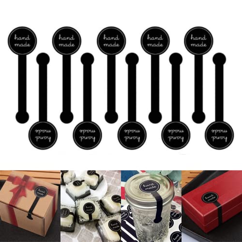 Beyonday 200pcs Handmade Lollipop Baking Stickers for Cake Box/Tins/Jars/Coffee Cups/Bottles, Long Label Lollipop Sealing Bakery Stickers for Gift Wrapping Self-Adhesive Tamper Evident Seal Labels - Image 1