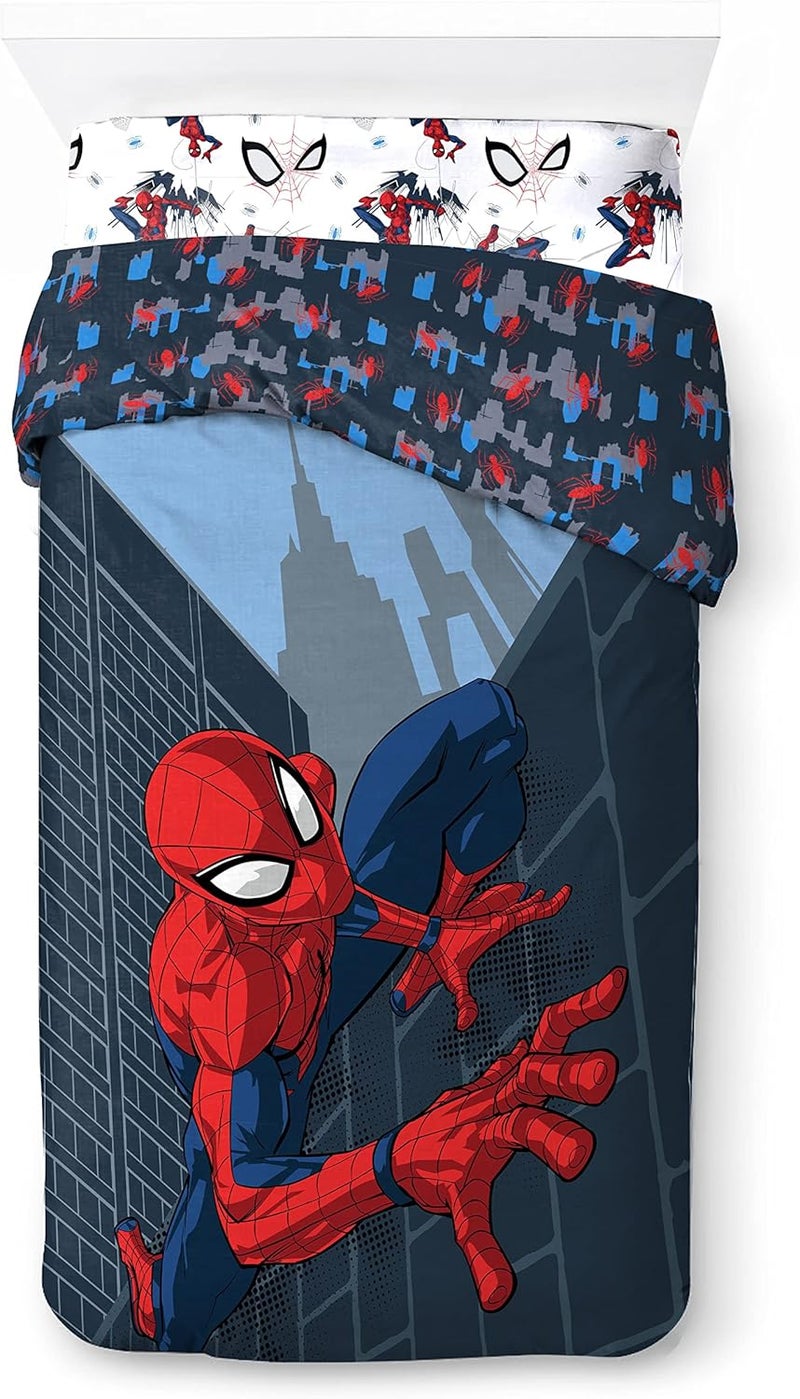 Jay Franco Marvel Spiderman City Streets 100% Cotton 3-Piece Bed Linen Set 135 x 200 cm Single Bed Size - Duvet Cover + Fitted Sheet 90 x 200 cm + Pillowcase 50 x 70 cm - Image 2