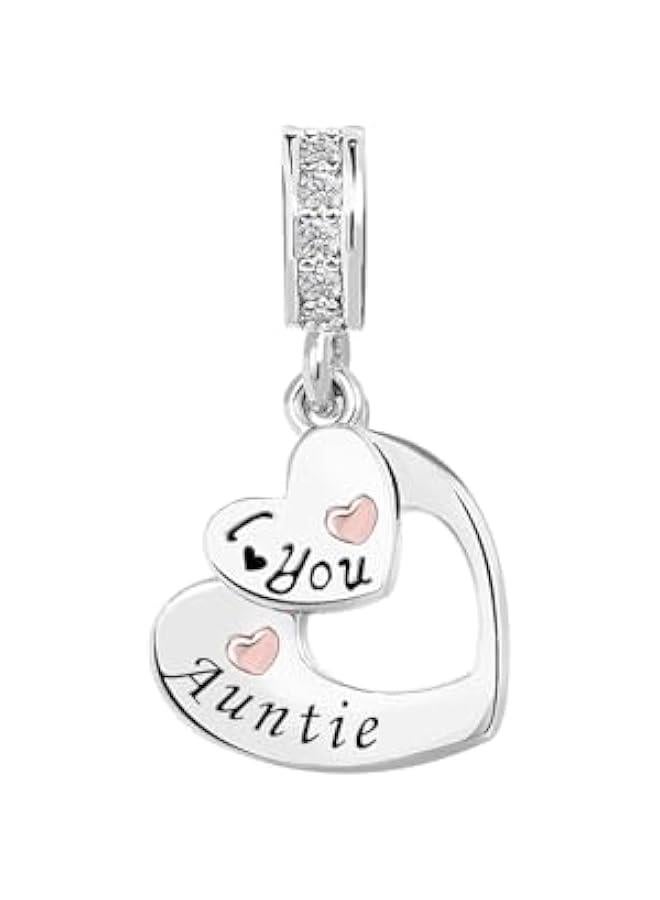 Arabest I Love You Heart Dangle Charms Compatible with Pandora Bracelet Necklace for Mom Daughter Grandma Granddaughter Nana Auntie Wife Sister Best Friend  - Image 1