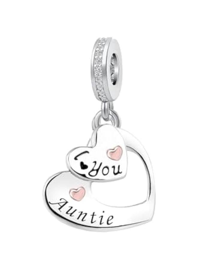 Arabest I Love You Heart Dangle Charms Compatible with Pandora Bracelet Necklace for Mom Daughter Grandma Granddaughter Nana Auntie Wife Sister Best Friend  - Image 2