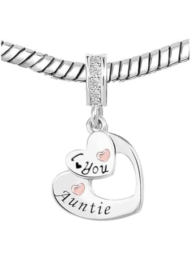 Arabest I Love You Heart Dangle Charms Compatible with Pandora Bracelet Necklace for Mom Daughter Grandma Granddaughter Nana Auntie Wife Sister Best Friend  - Image 3