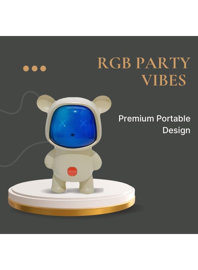 AN152 Mini Wireless Bluetooth Speaker | 5-7 Hours Playtime | Vivid RGB Lights | RGB Sound Effects | Multiple Play Modes | BTV5.3/TF Card | BTV5.3/TF/Pen Drive & Type-C Charging Port (Off White) - Image 2