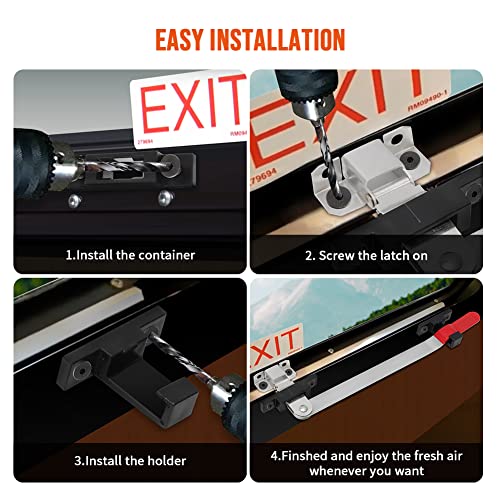 Alpha Rider RV Window Latch, Aluminum RV Emergency Exit Window Latch Replacement, A Practical Clip-on Adapter to Control Emergency Window Half/Full Open, Camper Exit Window Lock - Image 5