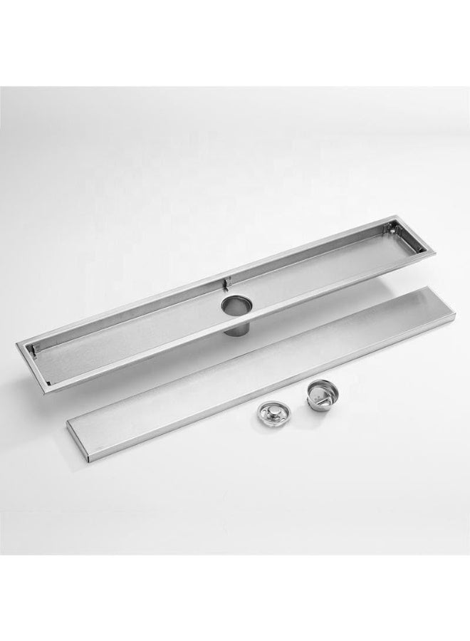 غطاء لبلاعة للصرف او للشور و مقاوم للصدأ - مصفاه دش مخفيه بلاطه مستطيل فضي 8 * 60سم - دش مستقيم لتصفة المياه ، طقم تصريف المياه الحمام مصنوع من الفولاذ المقاوم للصدأ 304 والنيكل المصقول دش مستطيل - Image 4