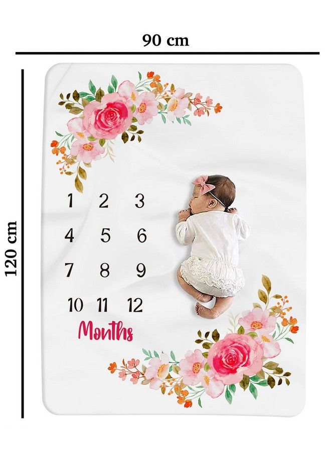 Custom Catch Monthly Milestone Blanket ; 1 To 12 Months ; Best For Newborn Boy & Girl Multicolor Cotton Skin Friendly - Image 3