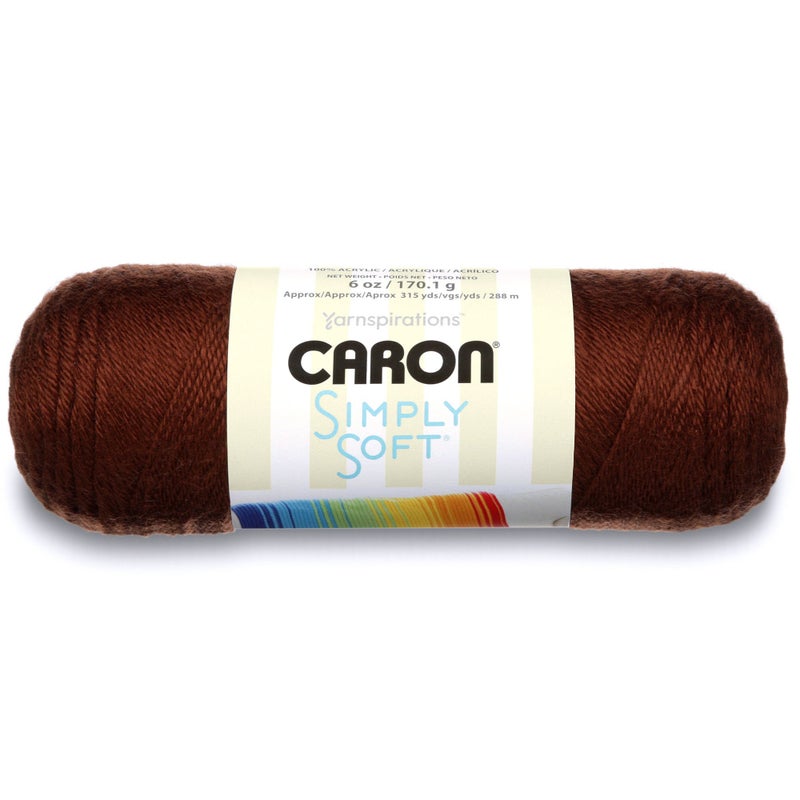 Caron Simply Soft Solids Yarn, 6oz, Gauge 4 Medium, 100% Acrylic, Chocolate - Machine Wash & Dry (H970039750) - Image 1