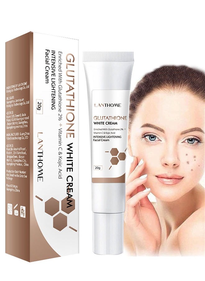 Lanthome - Glutathione Whitening Cream 20g, Intensive Lightening, Facial Dark Spots Remover, Face Moisturizer, Moisturizing and Brightening Tone Up Cream, Skin Lightening Cream with Kojic Acid - Image 1
