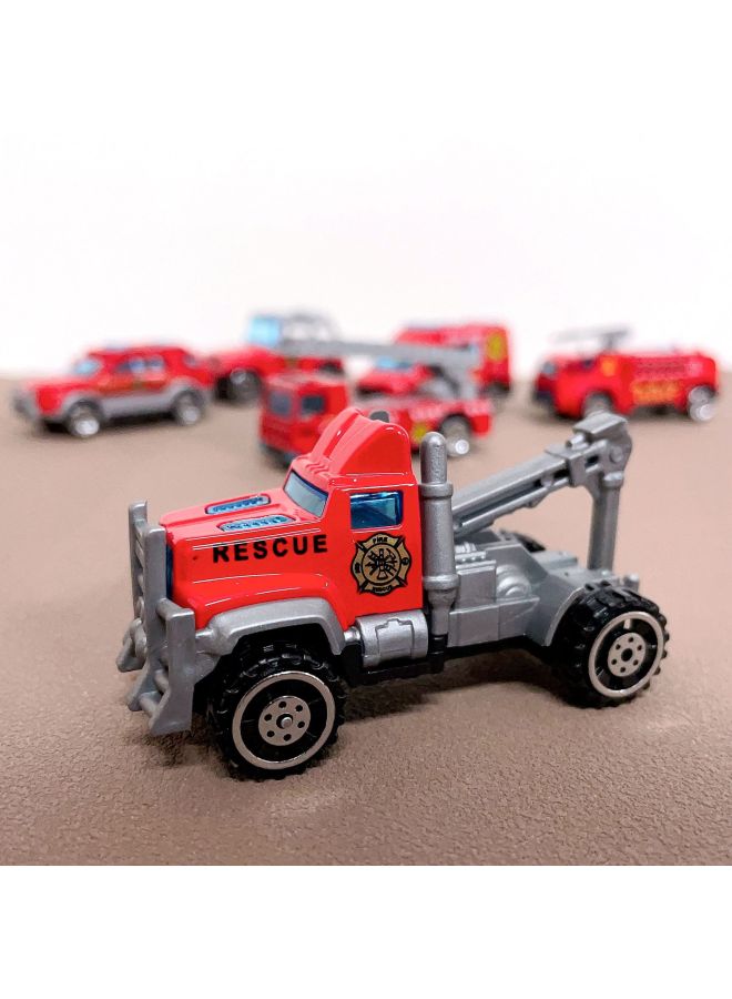 Children's Simulation Engineering Truck Fire Truck Police Car Baby Toy Car 6 Loaded Alloy Car Model Sliding Car Wholesale-Color:1:60 Police Car [6 Pack]]  - Image 4