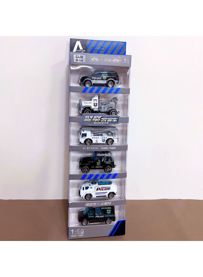 Children's Simulation Engineering Truck Fire Truck Police Car Baby Toy Car 6 Loaded Alloy Car Model Sliding Car Wholesale-Color:1:60 Police Car [6 Pack]]  - Image 1