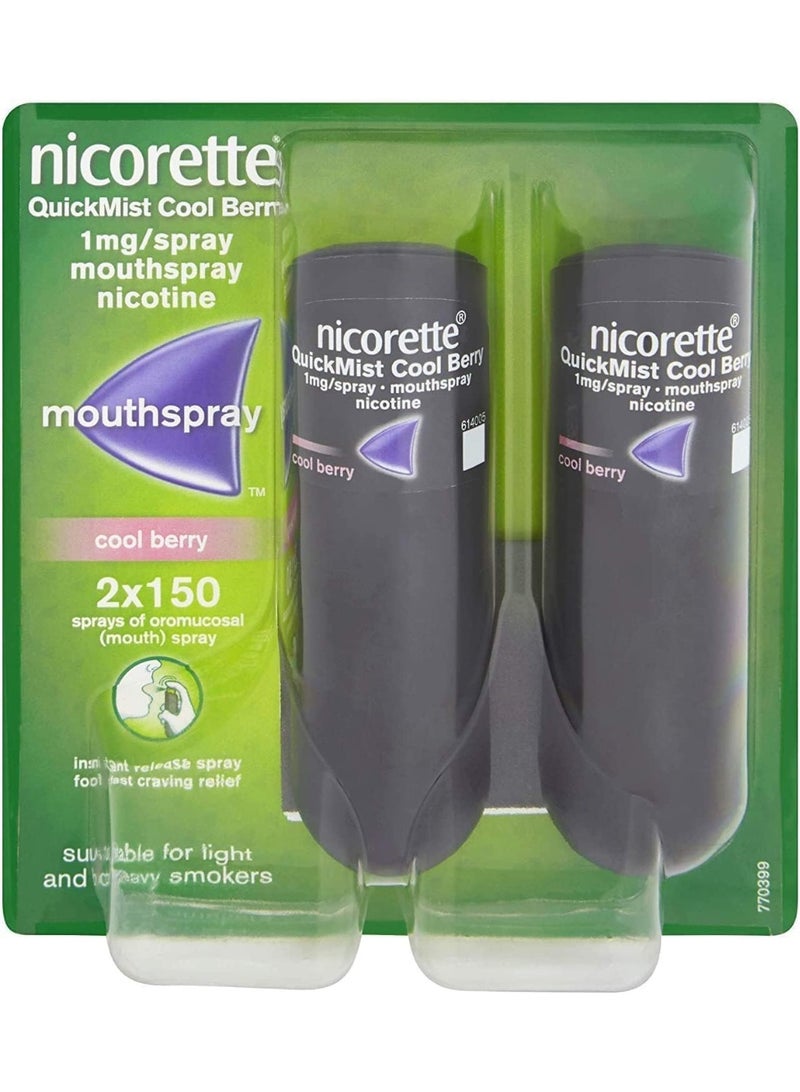 Nicorette Quickmist Cool Berry 2 X 150 Sprays - Image 1