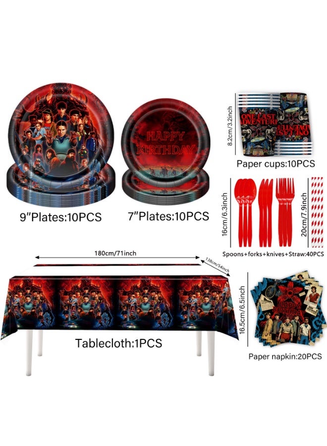 سترانجر ثينكينج أدوات مائدة لحفلات أعياد الميلاد مستوحاة من مسلسل Stranger Things، 96 قطعة - Image 2