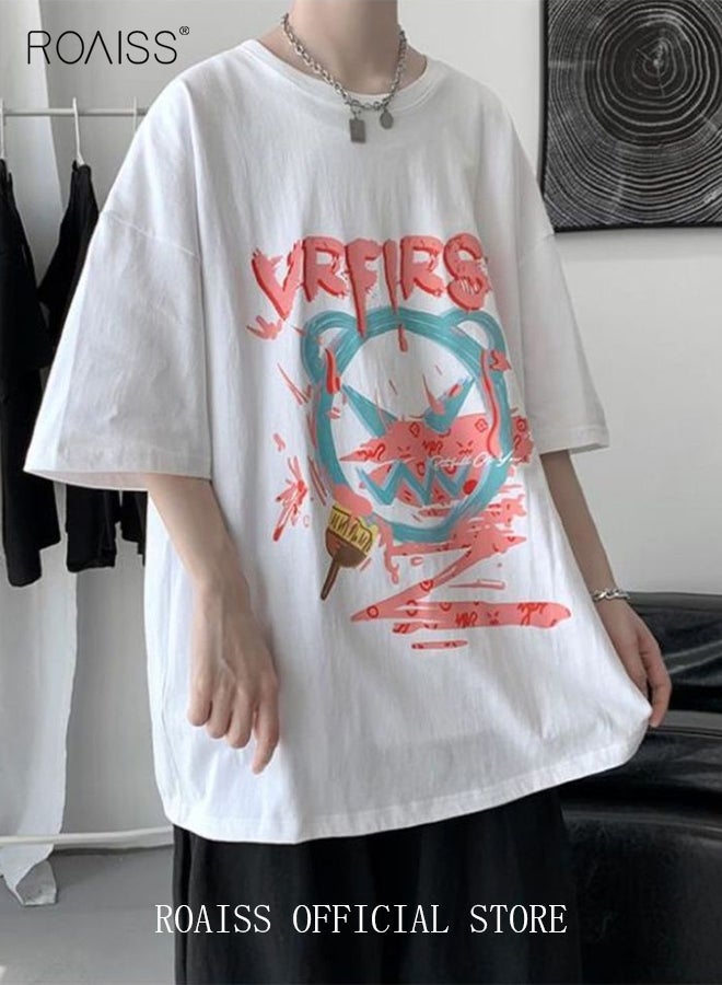 roaiss T-Shirt for Men Women Couple Graphic Casual Summer Top Pure Cotton Emo Cool Monster Plus Size Tee Short Sleeve T-Shirt - Image 3