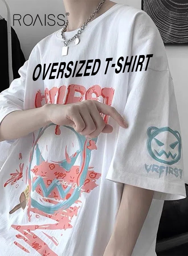 roaiss T-Shirt for Men Women Couple Graphic Casual Summer Top Pure Cotton Emo Cool Monster Plus Size Tee Short Sleeve T-Shirt - Image 2