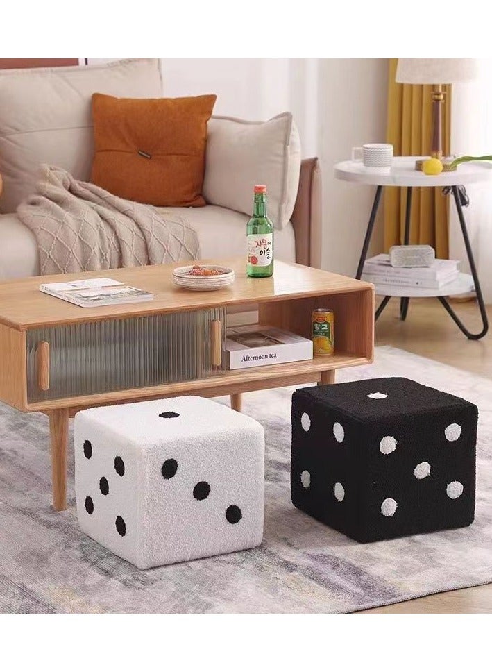 Dice Ottoman Cube Chair，Small Square Footstool，Sponges Upholstered Footstool，Cube Bench，Lambswool Footstool，Dice Stool.for Living Room,Bedroom,Homeoffice Removable and Washable - Image 1