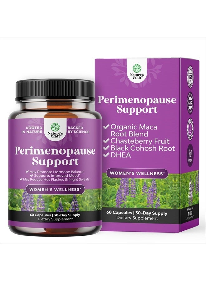 Natures Craft Complete Perimenopause Supplement for Women - Multibenefit Menopause Ease for Women with Maca Root Vitex Berry & Black Cohosh for Hot Flashes Night Sweats Hormone Balance and Mood Support (1 Month) - Image 1