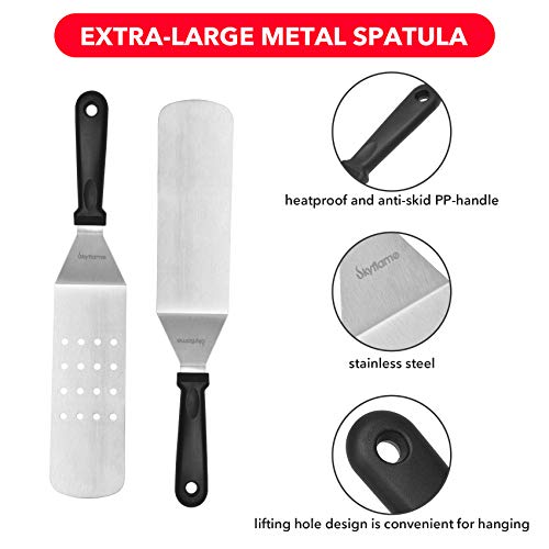 Skyflame 3 Piece Griddle Accessories Kit, Stainless Steel Professional Long BBQ Grill Spatula/Turner & Scraper Set for Flat Top Grill Hibachi Camping Cooking - Image 4