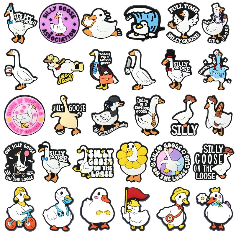 Ibuclein 30PCS Silly Goose Pins for Backpacks, DIY Different kawaii Lapel Pins Badges Bulk, Cute Brooch Cartoon Pin Sets, Funny Button Pin for Women Girl Bags Cloths Hats Jacket Decoration Accessories gifts - Image 1