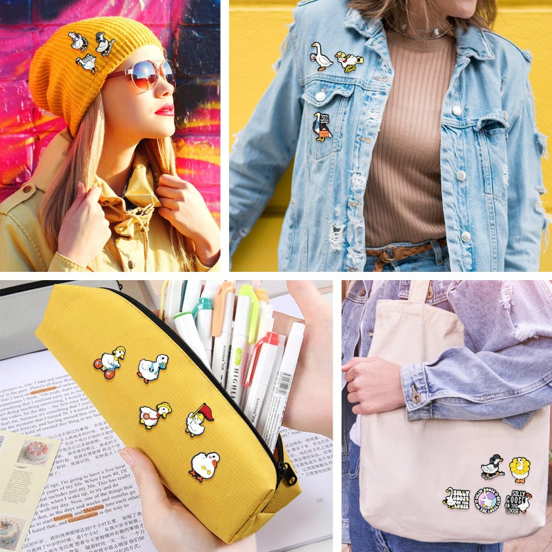 Ibuclein 30PCS Silly Goose Pins for Backpacks, DIY Different kawaii Lapel Pins Badges Bulk, Cute Brooch Cartoon Pin Sets, Funny Button Pin for Women Girl Bags Cloths Hats Jacket Decoration Accessories gifts - Image 4