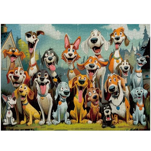 PPuzzling Funny Dog Puzzles for Adults 1000 Pieces Cute Puppy Animal Jigsaw Puzzle Challenging Puppies Family Puzzle as Home Wall Art Decor - Image 1