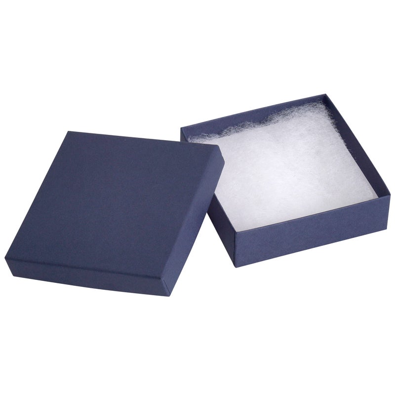 Cardboard Jewelry Boxes 10 Pack  35x35x1 Bulk Cotton Filled Small Gift Boxes with Lids for Jewelry Packaging Navy Blue