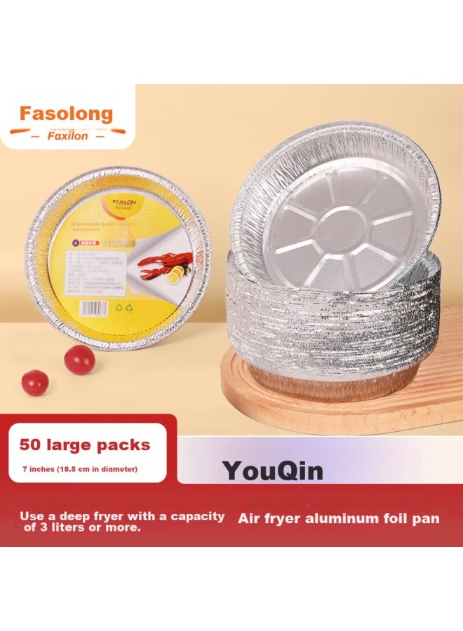 Faxilon Air Fryer And Oven-specific Aluminum Foil Trays And Bowls, 18.5cm*50 Pieces, Aluminum Foil Containers For Home And Outdoor Barbecue, Heat-resistant - Image 1