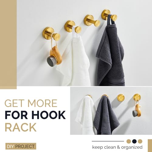 Angle Simple Towel Hooks, SUS 304 Stainless Steel Coat Robe Wall Hooks, Bathroom Hand Towel Hanger, Brushed Gold, 2 Pack - Image 5
