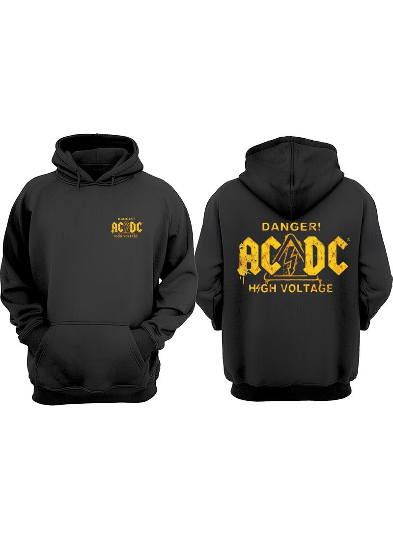 The Wert - Ac Dc Danger! Design Front Back Printed Regular Fit Black Sweatshirt - Image 1