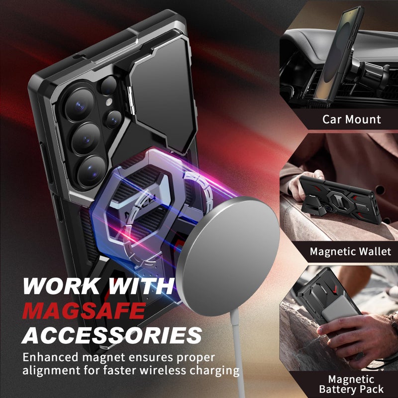 TONGATE حافظة TONGATE لهاتف سامسونج جالكسي S26 ألترا مع قاعدة مغناطيسية، متوافقة مع MagSafe [غطاء كاميرا مدمج وحامل حلقة][حماية بمعايير عسكرية] حافظة هاتف مضادة للانزلاق وقوية لهاتف S26 ألترا، بنفسجي - Image 3