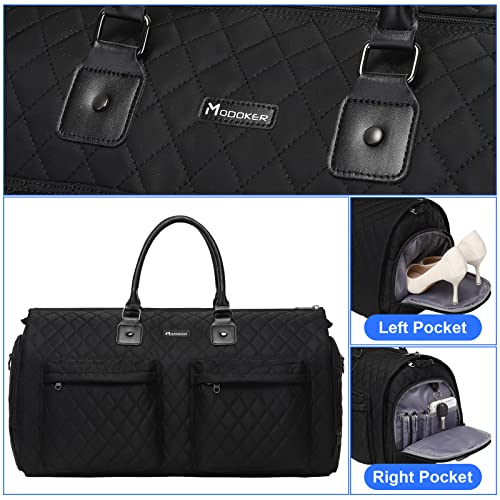 Modoker Womens Convertible Garment Bags for Travel, Modoker Waterproof Carry On Garment Bag Garment Duffel Bag - 2 in 1 Hanging Suitcase Suit Travel Luggage Bag, Black - Image 4