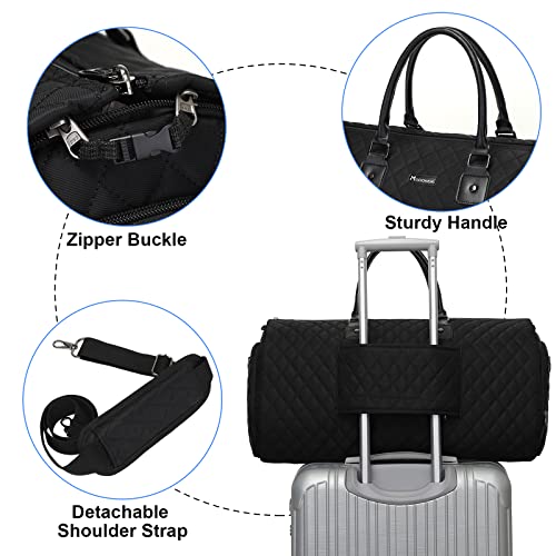 Modoker Womens Convertible Garment Bags for Travel, Modoker Waterproof Carry On Garment Bag Garment Duffel Bag - 2 in 1 Hanging Suitcase Suit Travel Luggage Bag, Black - Image 5