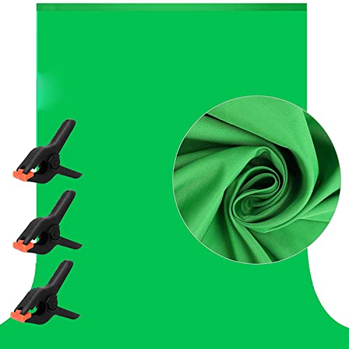 HIFFIN 8 x 12 FT Green LEKERA Backdrop Photo Light Studio Photography Background with 3 pcs Backdrop Support Spring Clamp 4.3"/11cm - Image 1
