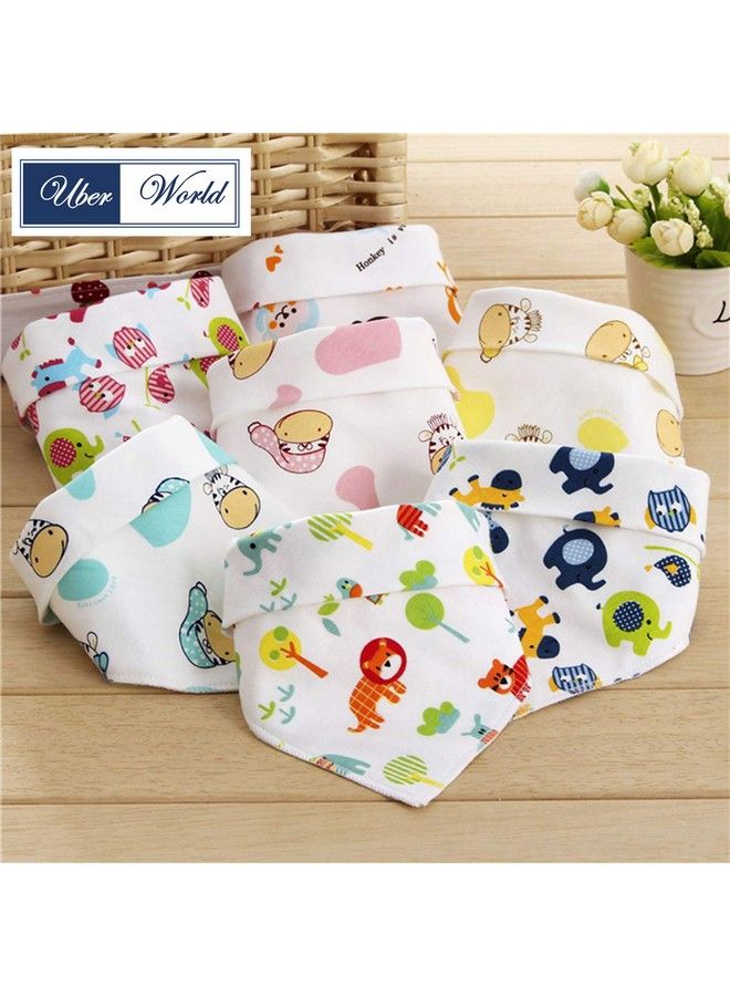 Uber World Cotton Bandana Baby Bibs Two Layered Cute Prints Reinforced Edges (Multicolor 6 Piece) - Image 2