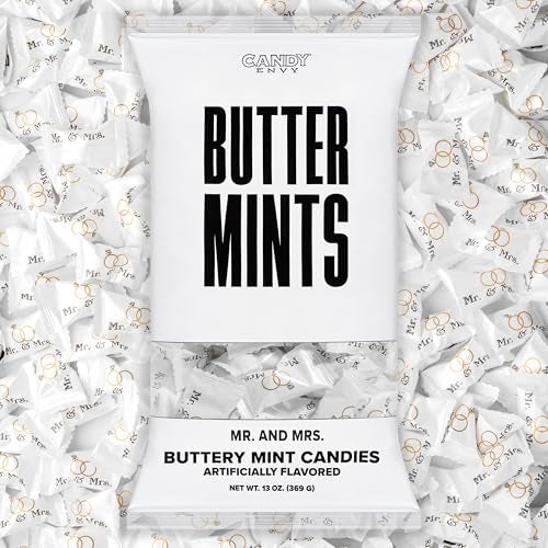 Candy Envy  Mr and Mrs Buttermints  13 oz Bag  Approximately 100 Individually Wrapped Mints  Wedding Favors - Image 1