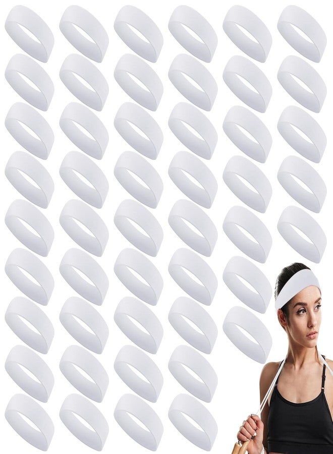Hotop 50 Pcs Hair Headbands Bulk for Women Non Slip Stretchy Soft Elastic Sport Head Wrap for Yoga DIY Team Gifts (White) - Image 1