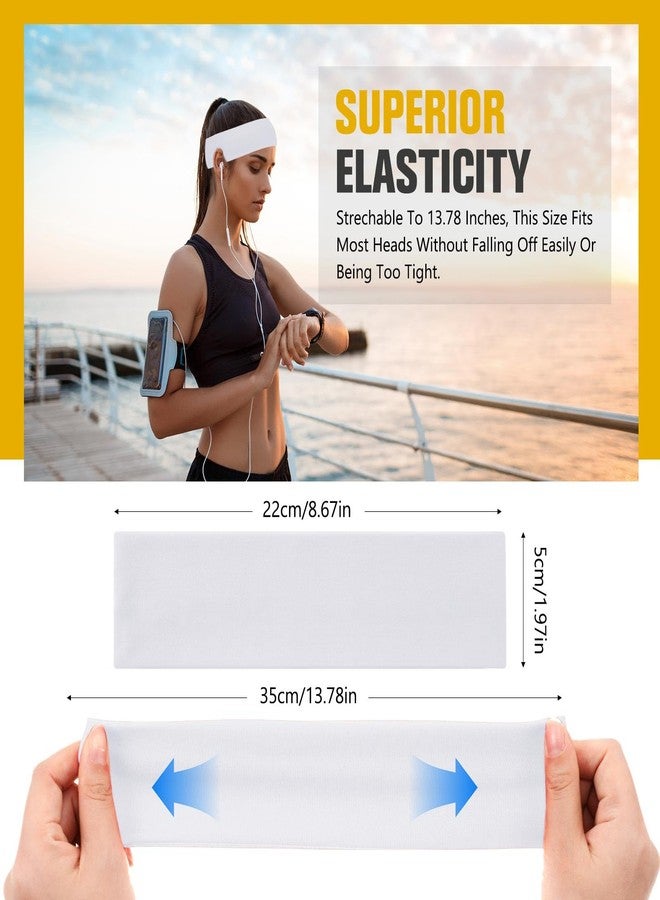 Hotop 50 Pcs Hair Headbands Bulk for Women Non Slip Stretchy Soft Elastic Sport Head Wrap for Yoga DIY Team Gifts (White) - Image 3