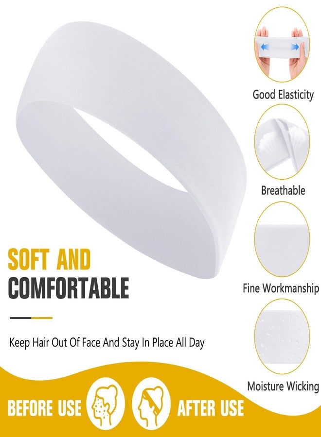 Hotop 50 Pcs Hair Headbands Bulk for Women Non Slip Stretchy Soft Elastic Sport Head Wrap for Yoga DIY Team Gifts (White) - Image 2