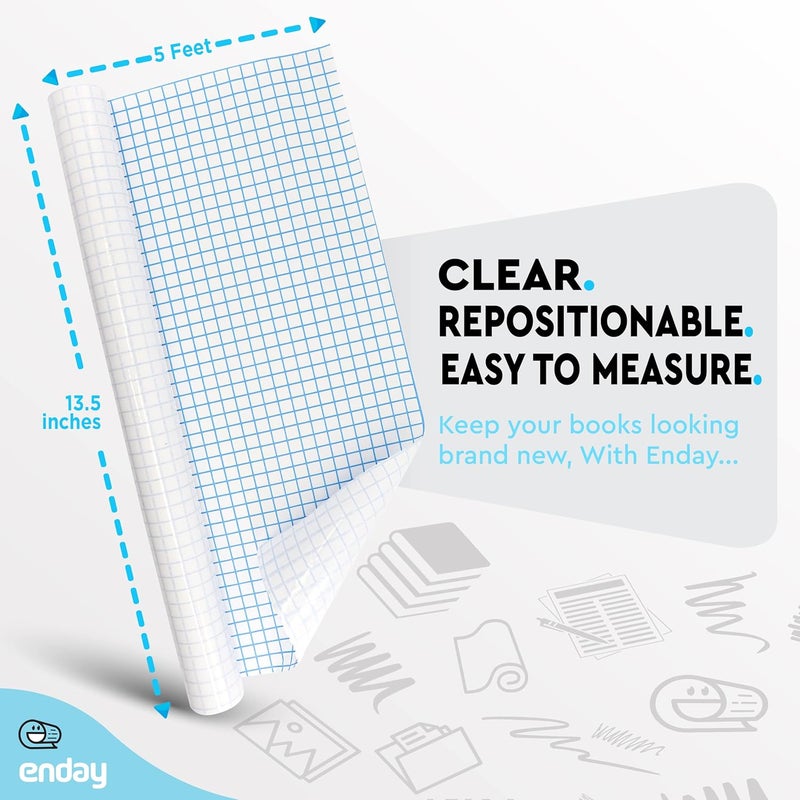 Enday Clear Contact Paper, 13.5” x 5-Feet, Transparent Self Adhesive Book and Textbook Covers for Paperbacks and Hard Covers, Plastic Protective Covering Contact Paper Roll, Acid Free, 2 Rolls – by - Image 5