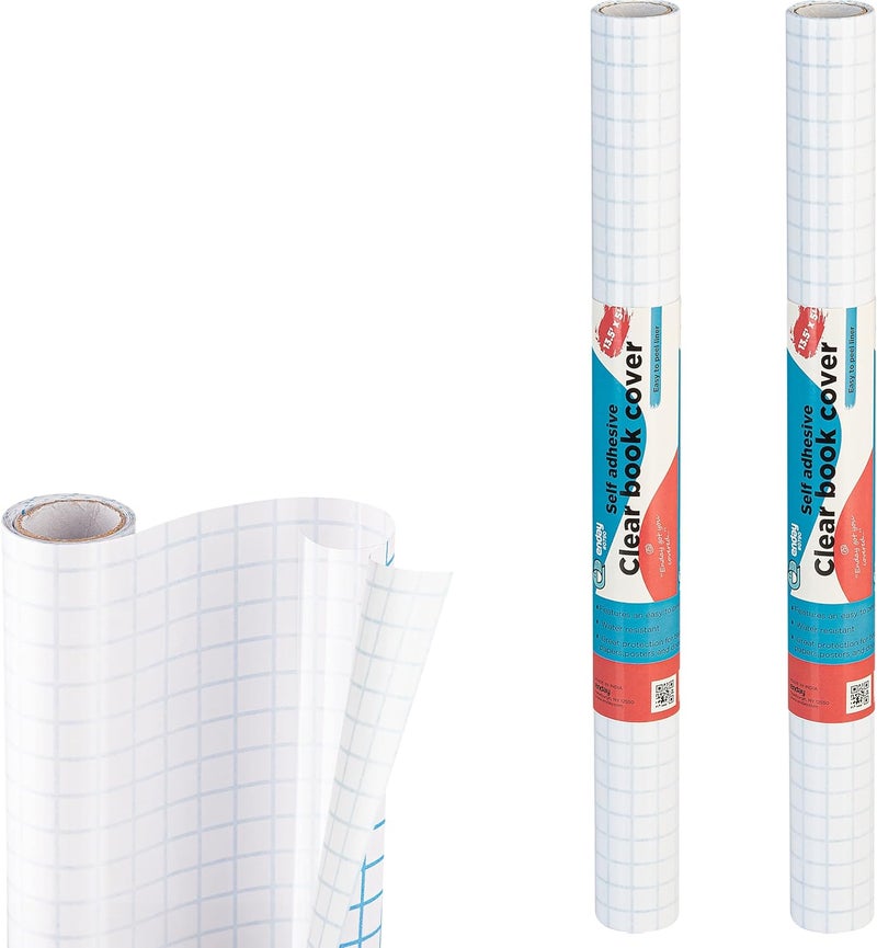 Enday Clear Contact Paper, 13.5” x 5-Feet, Transparent Self Adhesive Book and Textbook Covers for Paperbacks and Hard Covers, Plastic Protective Covering Contact Paper Roll, Acid Free, 2 Rolls – by - Image 1